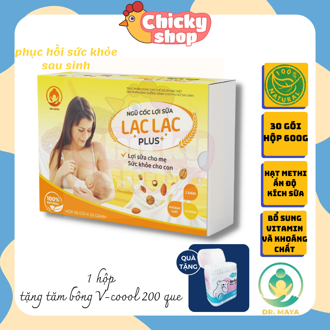 Ngũ cốc lợi sữa Lạc Lạc Plus mới cao cấp 39 loại hạt giúp mẹ bổ sung vitamin và khoáng chất, canxi giúp xương chắc khỏe 600g (hộp 30 gói)