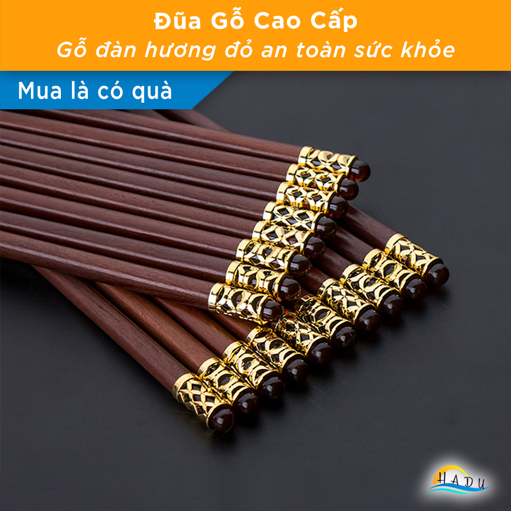 Đũa Ăn Cơm Gỗ Đàn Hương Đỏ Cao Cấp Không Mốc Kiểu Nhật Bản HADU
