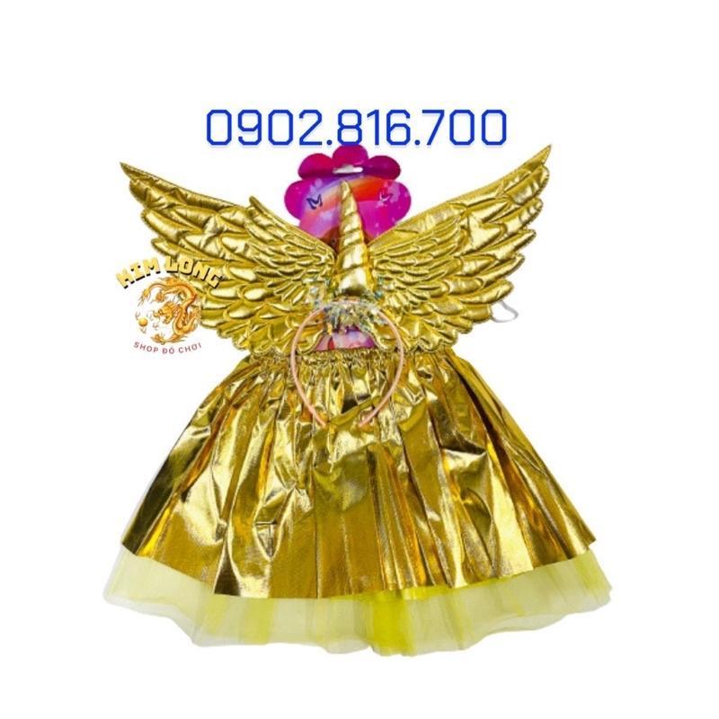 Bộ cánh bướm thiên thần kèm váy hình ngựa Pony màu vàng cho bé gái trang phục hóa trang HALLOWEEN