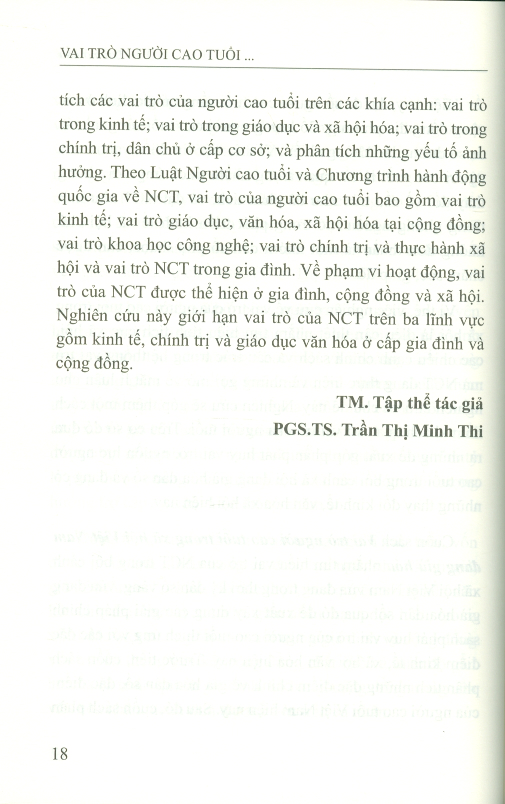 Vai Trò Người Cao Tuổi Trong Xã Hội Việt Nam Đang Già Hóa (Sách chuyên khảo) - PGS. TS. Trần Thị Minh Thi, ThS. Nguyễn Hà Đông, ThS. Lỗ Việt Phương
