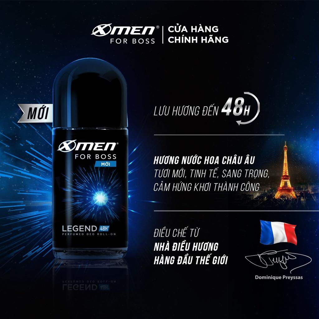 Combo Lăn khử mùi X-men For Boss Legend 50ml + Xịt khử mùi X-men For Boss Legend 150ml