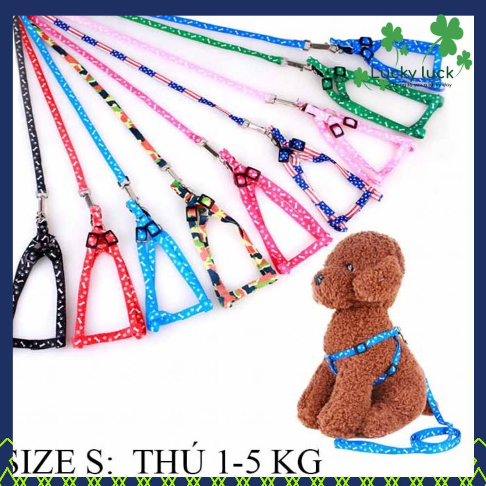 Dây dắt kèm yếm vải 1 lớp dành cho chó mèo