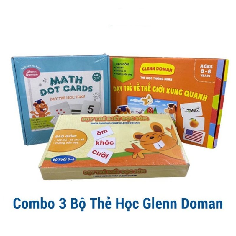 Combo Nâng cao 3 Bộ Thẻ Học Glenn Doman Gồm Bộ 100 Thẻ Học Đọc,Bộ 59 thẻ Học Toán Và Bộ 300 Thẻ Thế Giới Xung Quanh