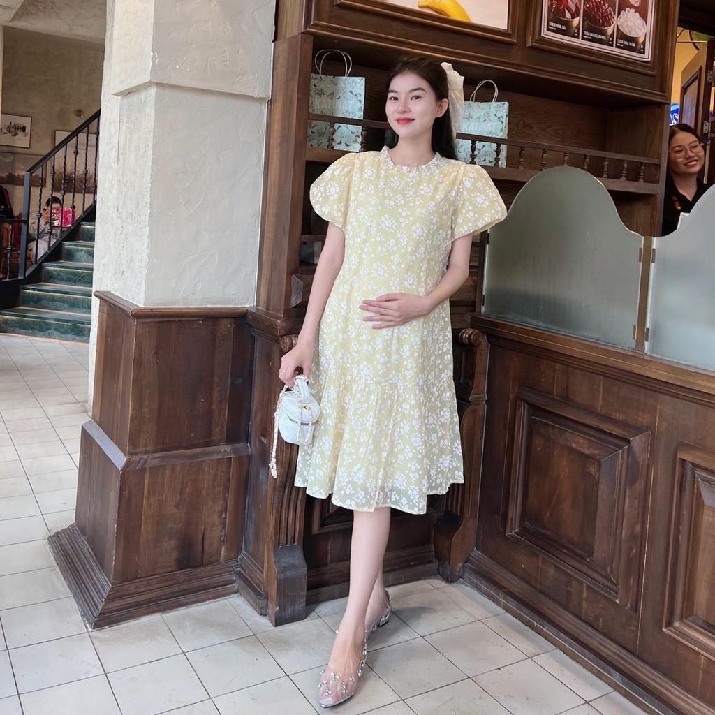 Đầm bầu tơ bông cổ bèo phom suông đuôi cá dễ thương, xinh xắn - Đỏ