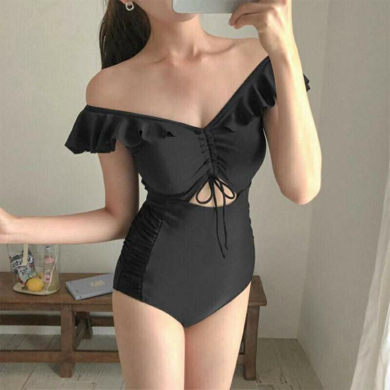 Bikini liền thân 1 mảnh bèo trễ khoéteo bèo vai nữ tính đẹp mặc đi biển đi bơi ( Hàng loại 1)