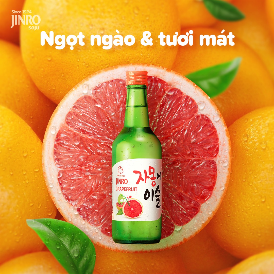 Soju Hàn Quốc JINRO VỊ BƯỞI 360ml - Combo 6 chai