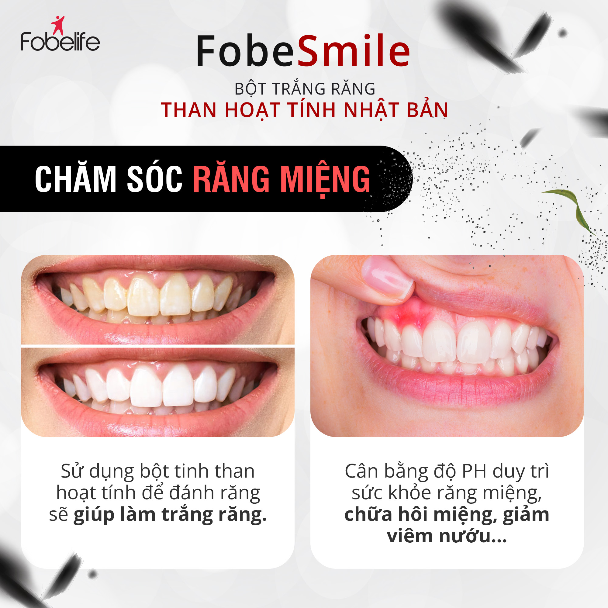 Bột Than Tre Hoạt Tính Nhật Bản Làm Trắng Răng Fobe Smile - Hũ 30gr