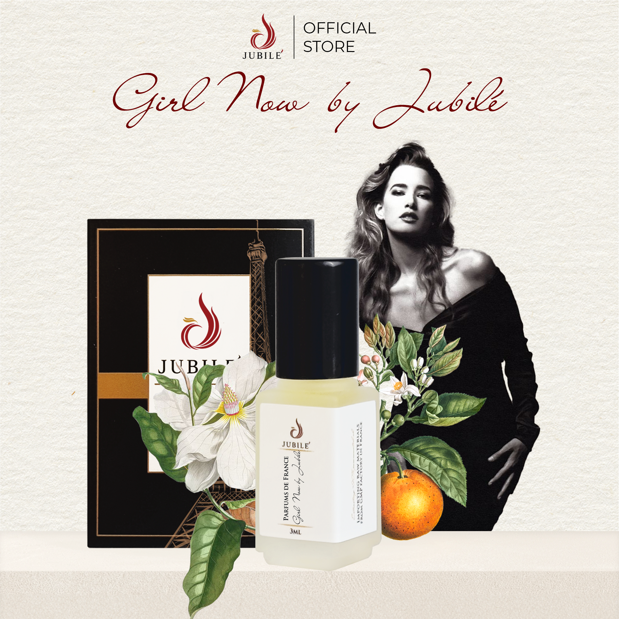 Girl Now by Jubilé - Tinh dầu nước hoa Pháp Nữ Minisize Dạng lăn 3ml Thơm Lâu, Sang Trọng, Quyến Rũ