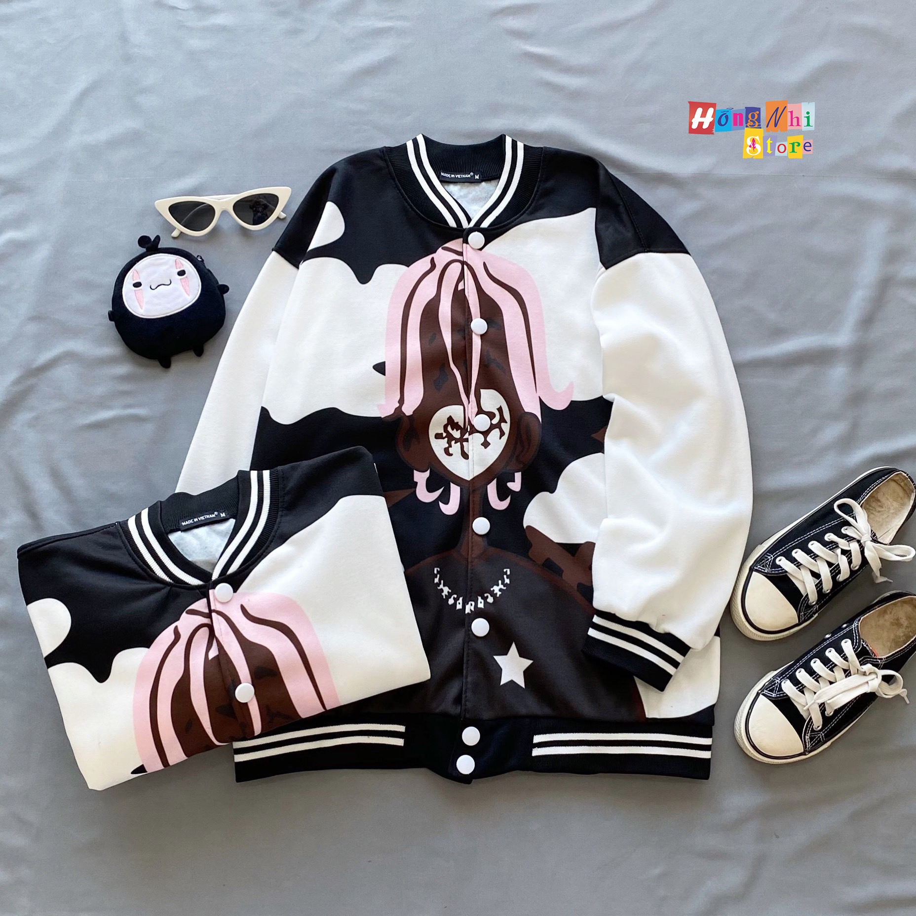 Áo Khoác Bomber Anh Da Đen Ulzzang Unisex Dáng Rộng Nam Nữ - MM