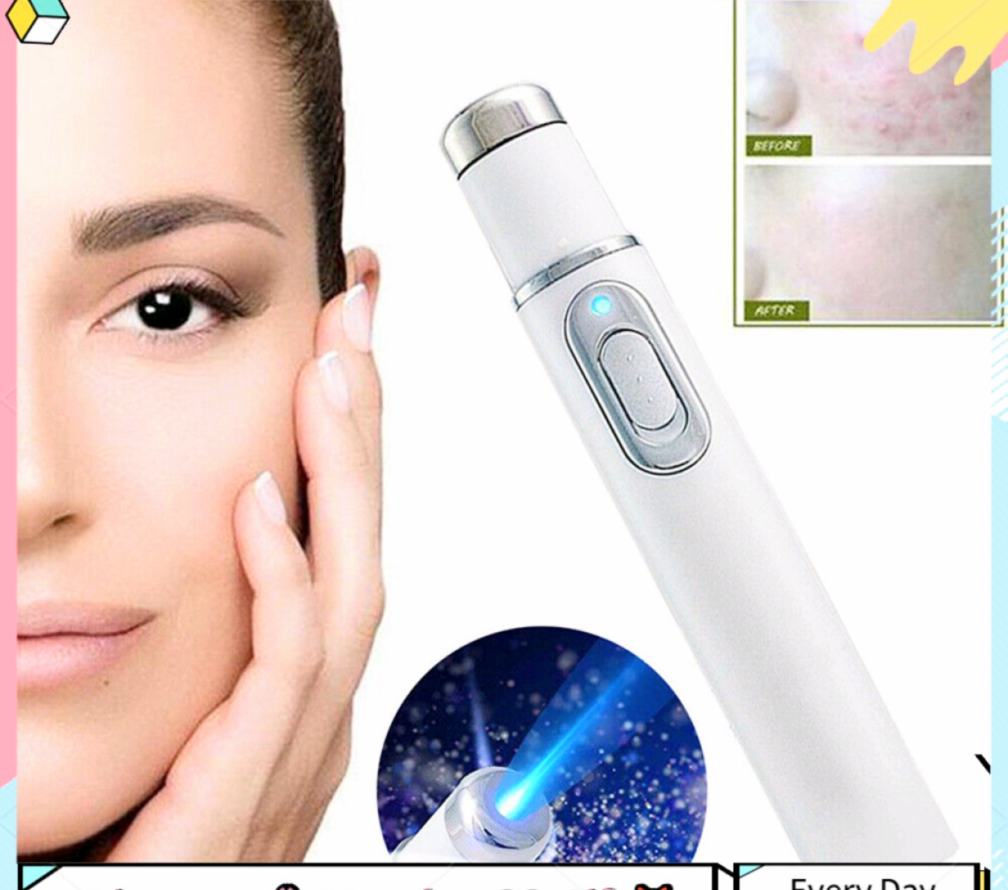 1 CÂY BÚT ĐIỆN TRỊ LIỆU XÓA MỤN TRỊ MỤN TÀN NHANG LASER BẰNG ÁNH SÁNG XANH HIỆU QUẢ CAO CHĂM SÓC SỨC KHỎE HÀNG NGÀY TỐT HÀNG CHUẨN