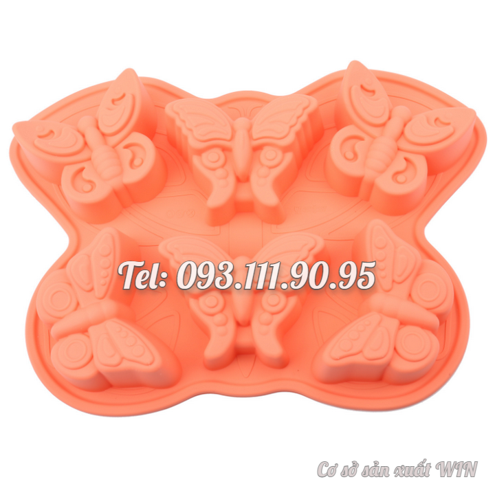 Khuôn silicon làm bánh, rau câu, socola 6 con bươm bướm – Mã số 1522