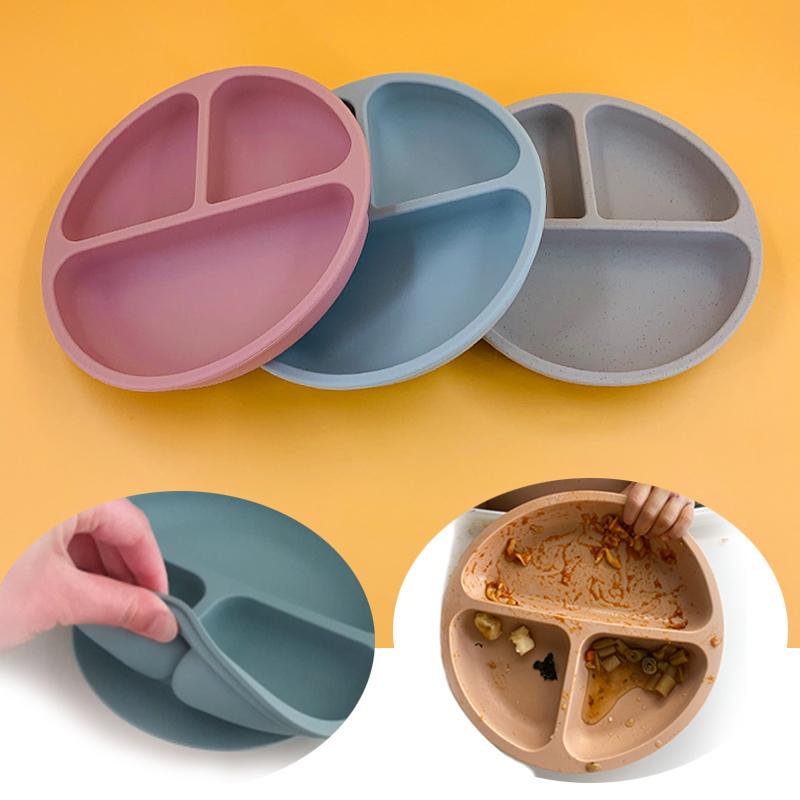 Trẻ Em Bộ Đồ Ăn Cho Bé Silicone Hút Bát Cho Bé Hình Mặt Cười Đĩa Bộ Dao Kéo Retro Trẻ Em Đĩa Dùng Tiệc Thân Thiện Với Môi Trường