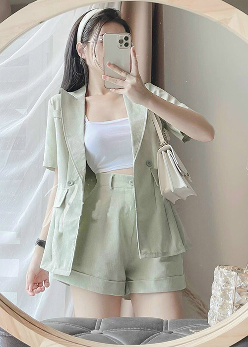 Set Bộ Áo Kèm Quần Sort Cottons Lạnh Có Áo Thun Lót Trong