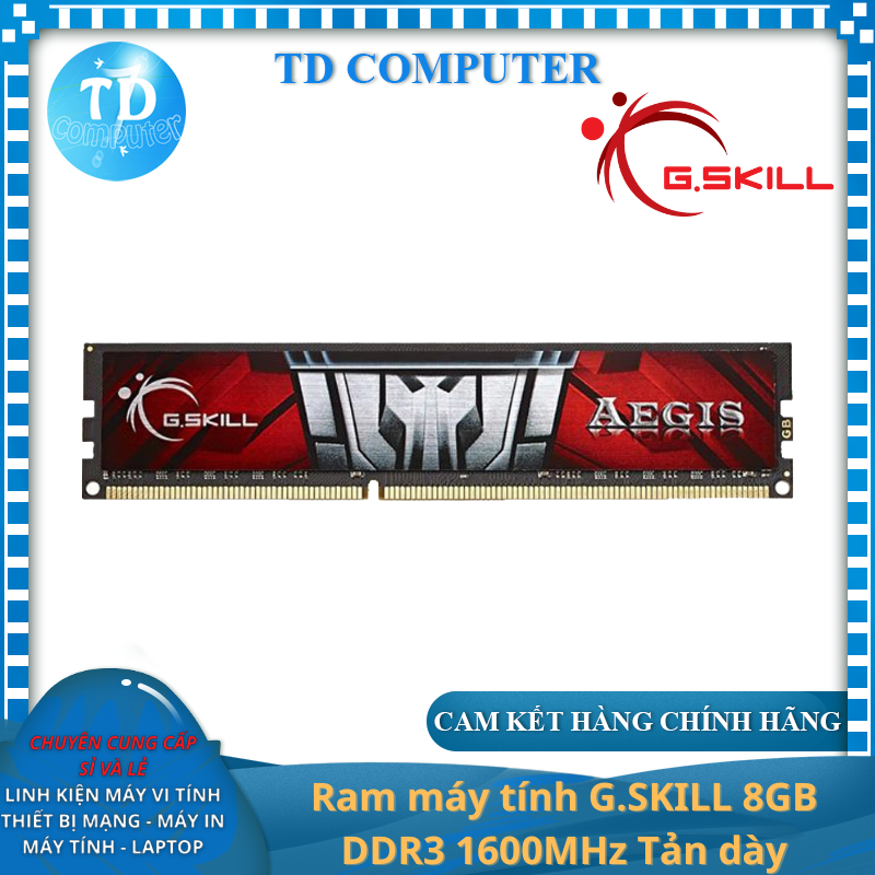 Ram máy tính G.SKILL 8GB DDR3 1600MHz Tản dày - Hàng chính hãng Viết Sơn phân phối