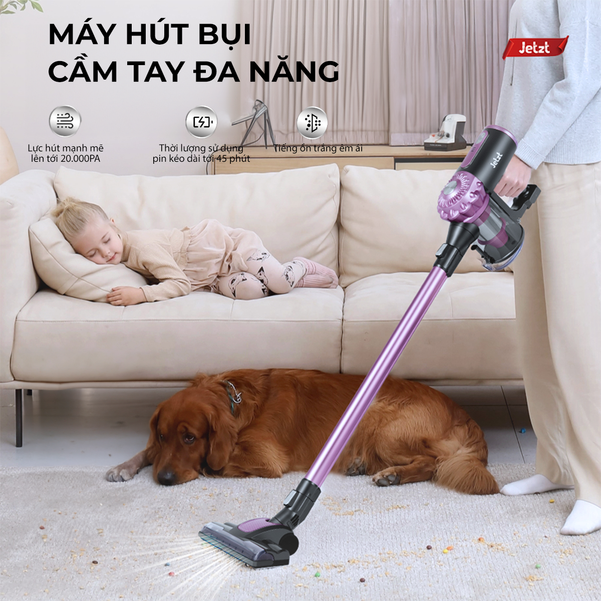 Máy hút bụi cầm tay không dây JETZT XS25, hàng chính hãng