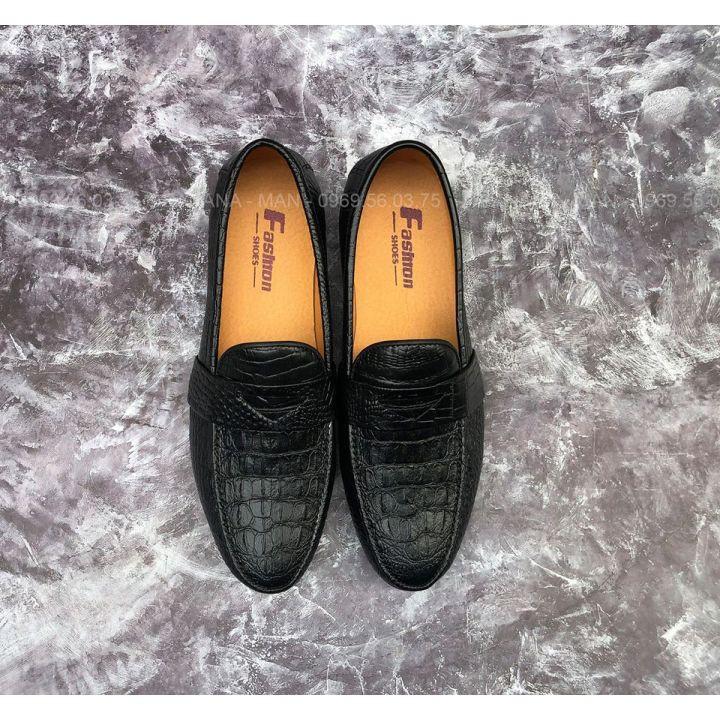 Giày Lười Nam - Da Cá Sấu Tam Giác