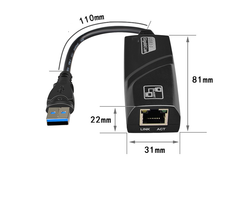 Cáp chuyển usb 3.0 ra Ethernet RJ45 LAN 1000Mbps gigabit