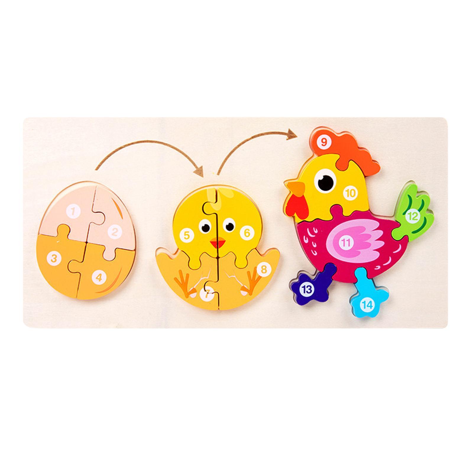 Animals Colorful wooden Cartoon Animal Shape Jigsaw Montessori Toy for Toddler