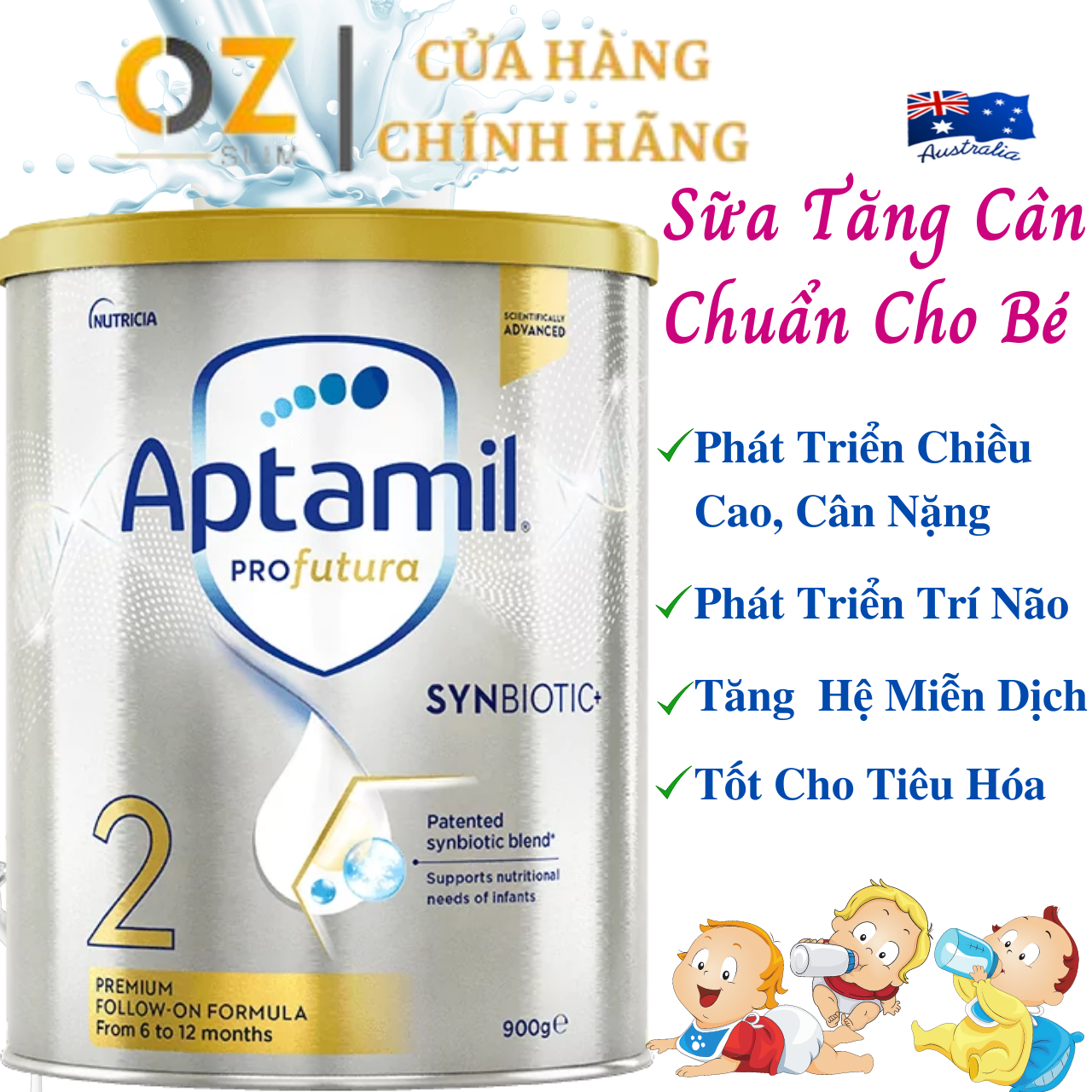 Sữa tăng cân, tăng chiều cao cho bé Aptamil Profutura Synbiotic+ Úc (900g/lon) Phát triển toàn diện thể chất và trí não - OZ Slim Store