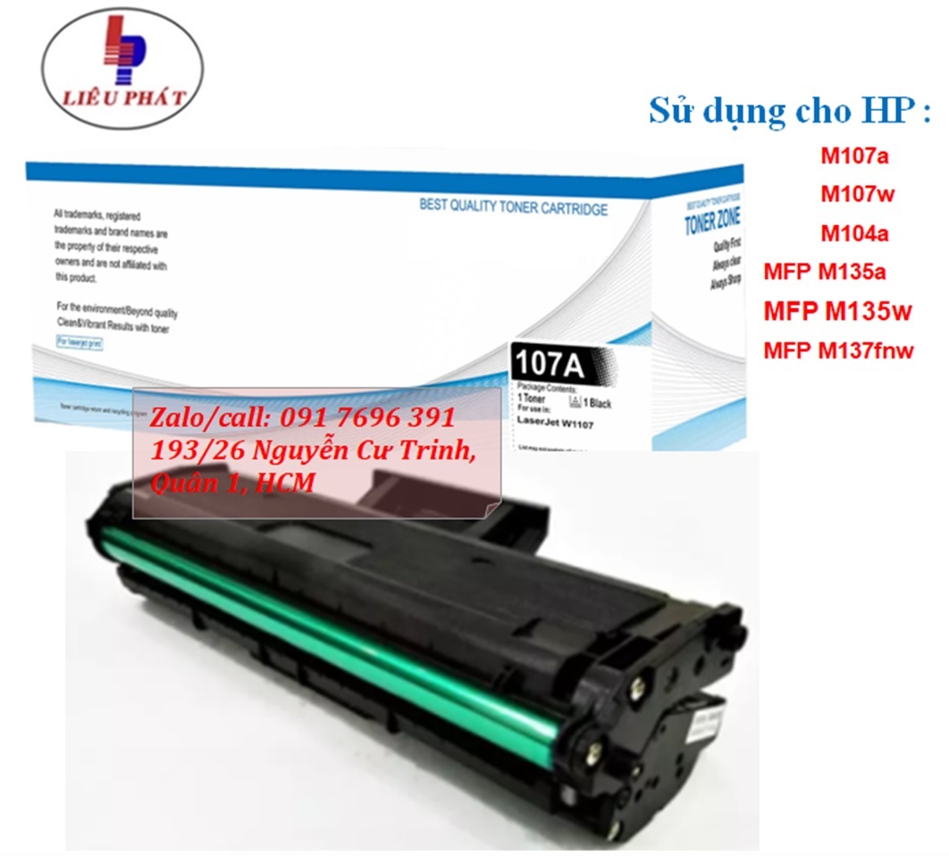 Hộp mực dùng cho máy in HP MFP M135a, M135w, M107a, M107w, M137 - hộp 107A KHÔNG CHÍP - sử dụng chíp lại chíp cũ