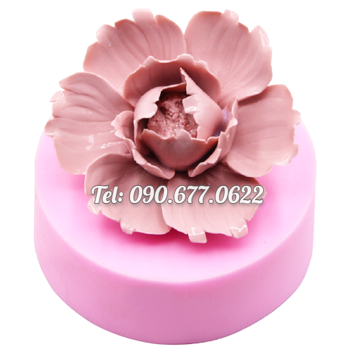 Khuôn rau câu silicone hoa mẫu đơn tầng cánh cúp loại 8 cm - Mã số 1636