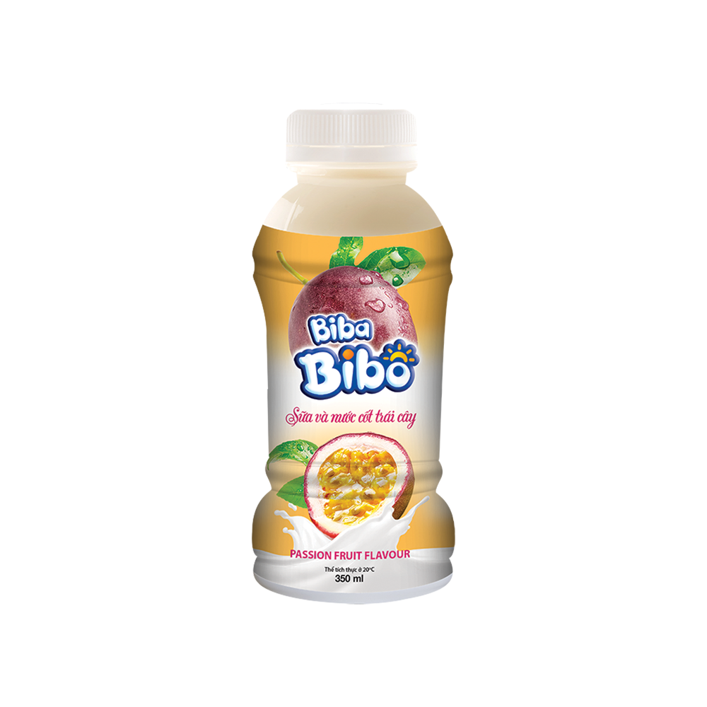 [Lốc (06) chai 350ml] Bibabibo Sữa Chanh Dây (Chanh Leo), sữa trái cây, tốt cho miễn dịch, tiêu hóa