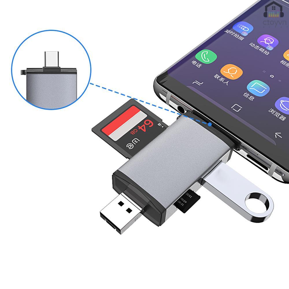 Đầu đọc thẻ nhớ USB loại C 2 trong 1 USB 2.0 TF / SD USB 3.0 OTG