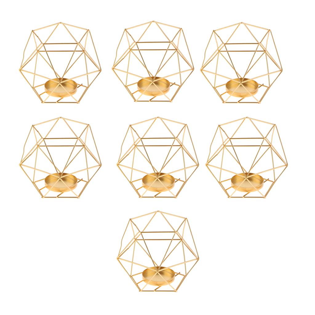 7 Chiếc 3D Hình Học Cưới Hình Học Chân Nến Xông Đèn Giá Đỡ Vàng