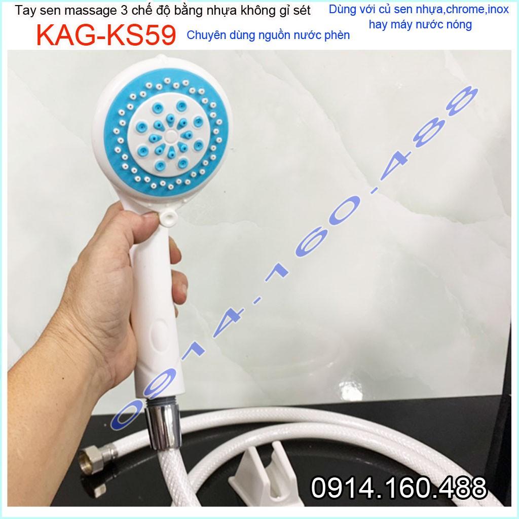 Vòi sen tắm nhựa, vòi hoa sen nhựa Kace KAG-KS15- giá tốt dùng bền bỉ dùng vùng nước phèn vùng biển