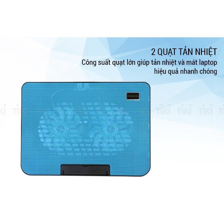 Đế tản nhiệt laptop, quạt tản nhiệt N99 N19 Cooling Pad 2 Quạt đèn led đế nâng 45 độ cho laptop từ 17 inch trở xuống