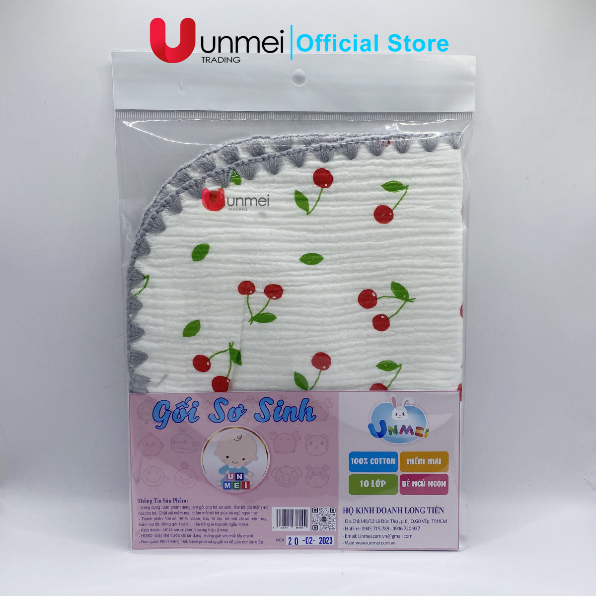 UNMEI - Gối Xô Sơ Sinh, Gối Xô Sợi Tre Mềm Mịn 10 Lớp 100% Cotton Cao Cấp Thấm Hút Mồ Hôi Cho Bé Sơ Sinh