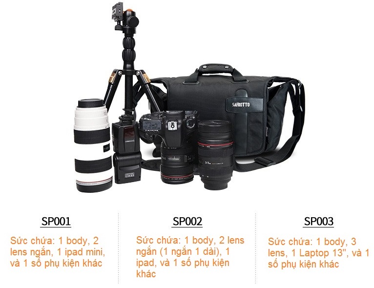 Túi máy ảnh đeo chéo Safrotto SP-002, Hàng chính hãng