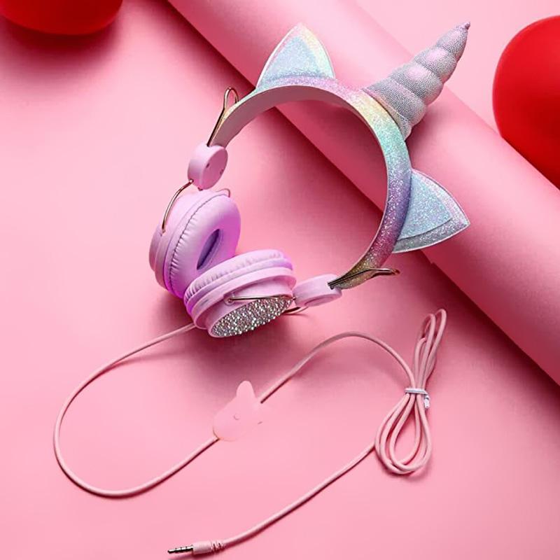 Ngộ Nghĩnh Bé Tai Nghe Nhiều Màu Sắc Kim Cương Kỳ Lân Cô Gái Có Dây Tai Nghe Nhạc Stereo Điện Thoại Tai Nghe Nhét Tai Trẻ Em Giáng Sinh Brithday Quà Tặng