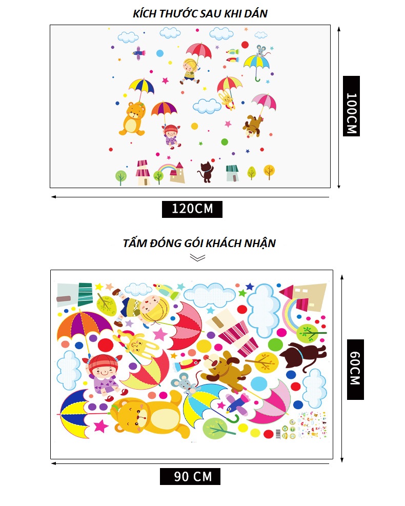 Decal dán tường cho bé yêu Cầu vòng trang trí nhà cửa sáng tạo mới lạ