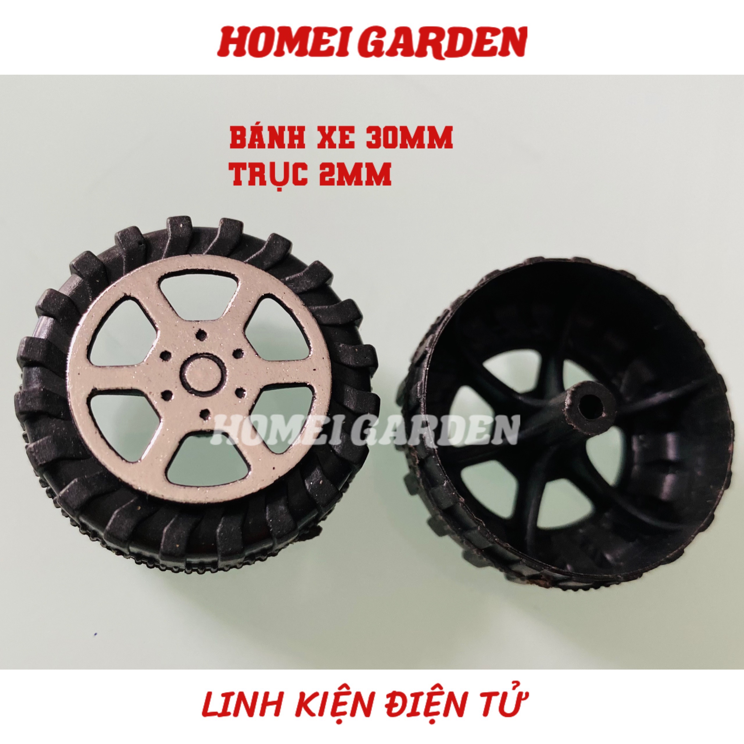 Bánh xe nhựa mini đường kính 30mm trục 2mm mới 100% - HM0130