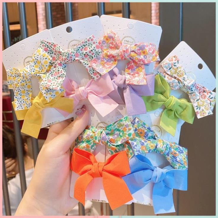 Set 2 Kẹp Tóc Cho Bé - Kẹp tóc cho bé gái vải Nơ xinh xắn nhiều màu dễ thương kiểu dáng Hàn Quốc