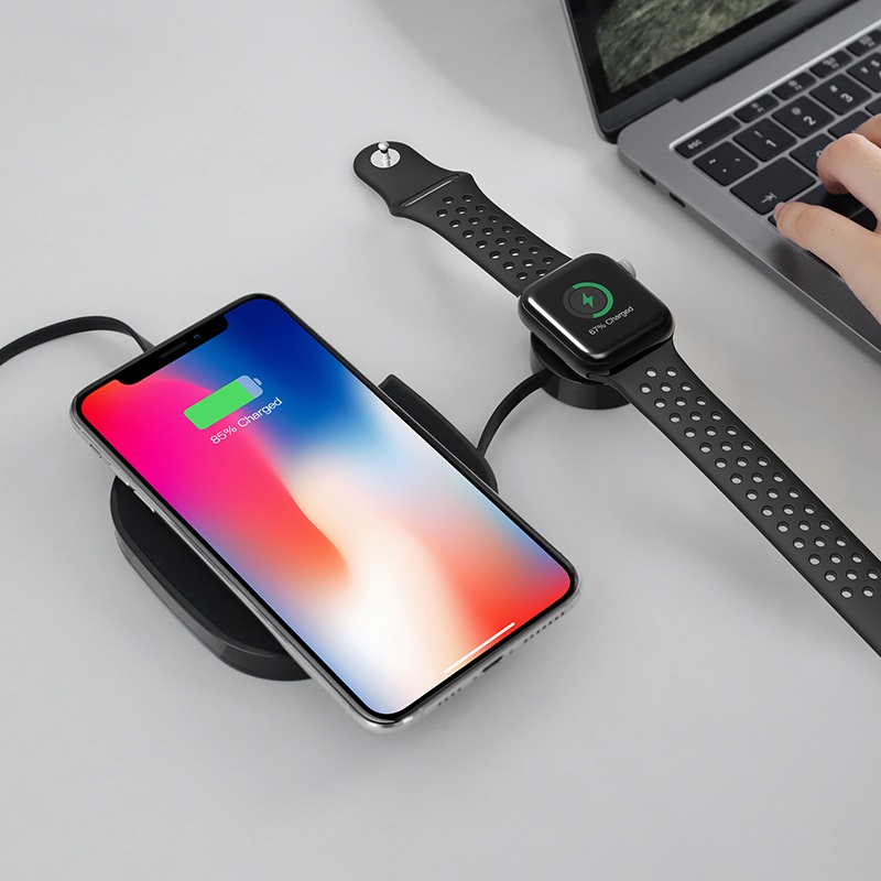 Bộ Sạc Không Dây Đa Năng Dành Cho Apple watch, Aripod &amp; IPhone Hoco S5 Rich Power - Hàng Chính Hãng