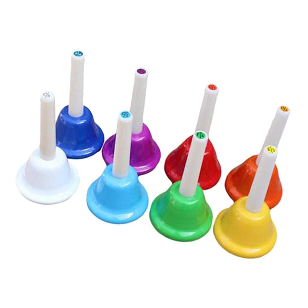 Colorful Hand Percussion Bells 8 Note Diatonic Metal Hand Bell  for Kids