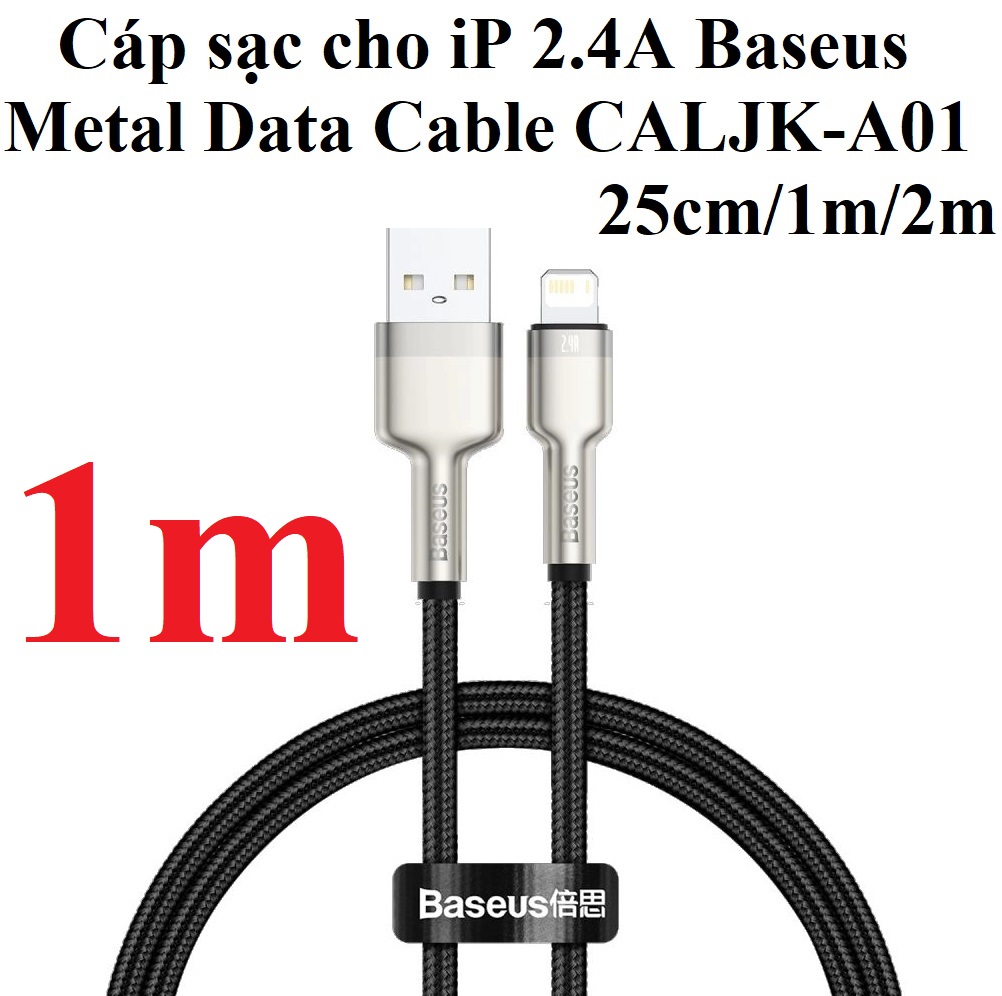 Cáp sạc và dữ liệu dòng 2.4A cho iP Baseus Metal Data Cable CALJK-A01 - Hàng chính hãng