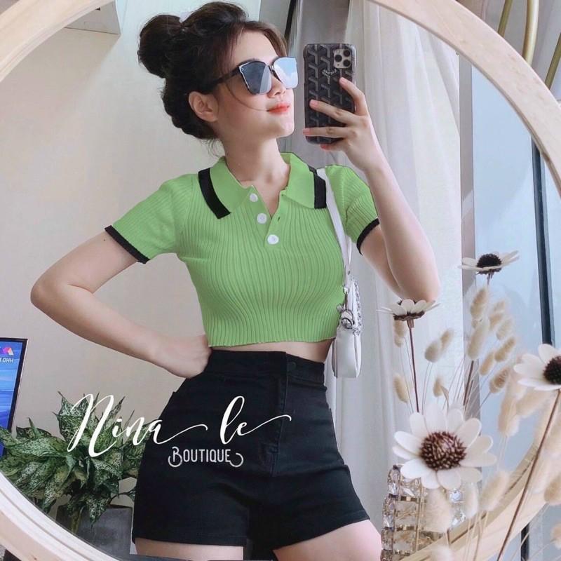 Áo polo croptop thun gân mịn siêu hot