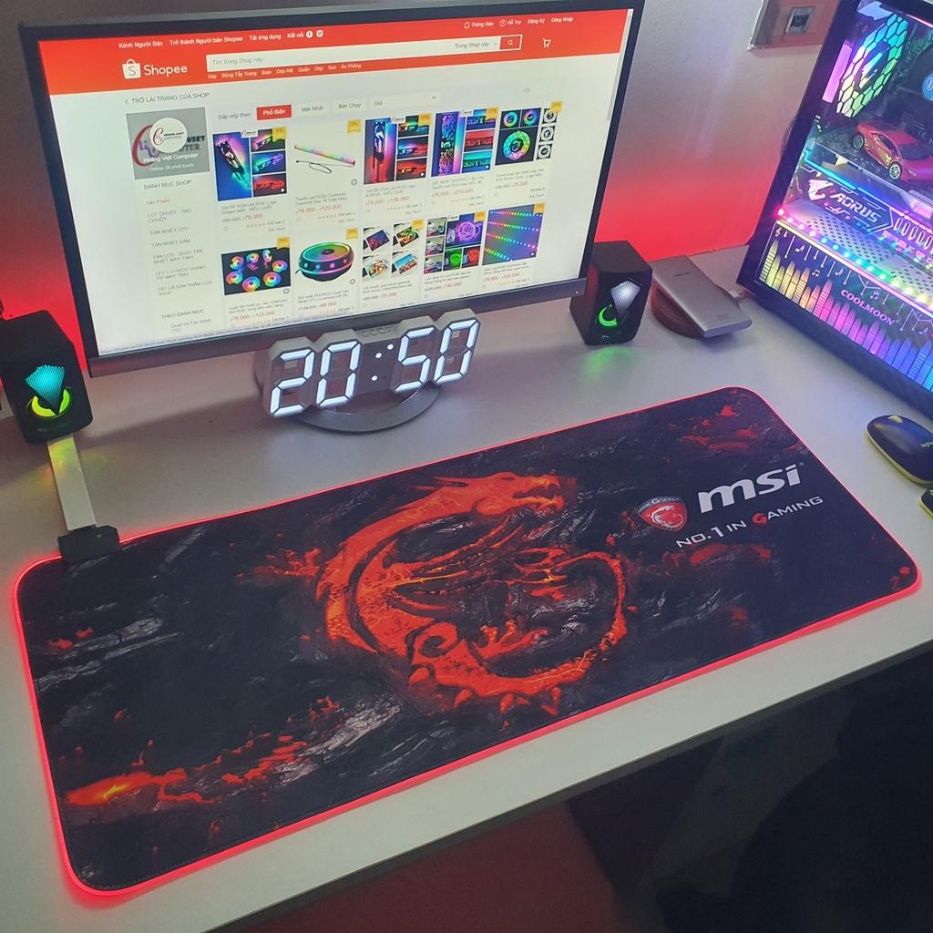 Lót chuột RGB Gaming MSI kích thước lớn 80cm x 30cm dày 4mm siêu bền - Hàng Chính Hãng