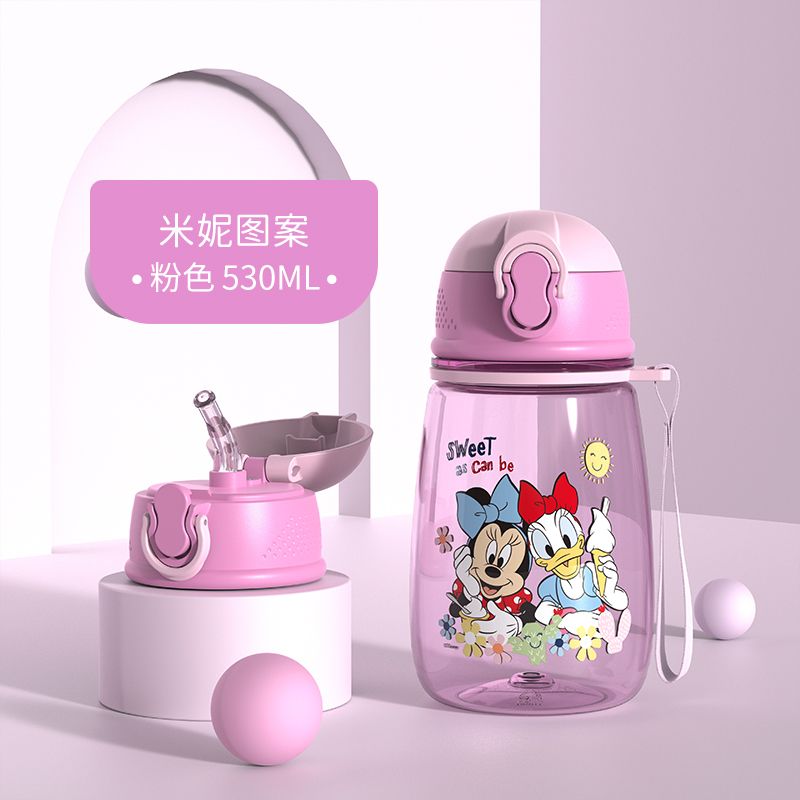 Bình nước ống hút cao cấp tritan Disney Minnie 530ml cho trẻ em 3375