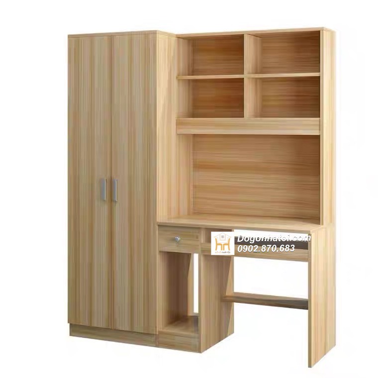 Mẫu tủ quần áo kết hợp bàn học đẹp TA214