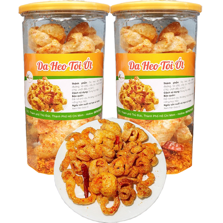 Da heo cháy tỏi ớt giòn tan hiệu SK FOOD - mỗi hũ 100g