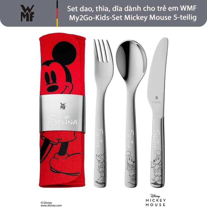 Bộ dao, thìa, dĩa dành cho trẻ em WMF My2Go-Kids-Set Mickey Mouse 5-teilig Hàng chính hãng