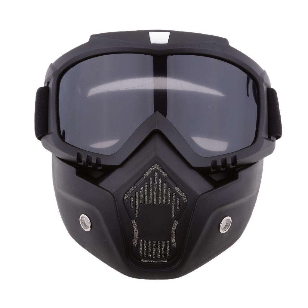 2x Motorcycle Riding Helmet Windproof Face Mask Detachable Goggles Smoke