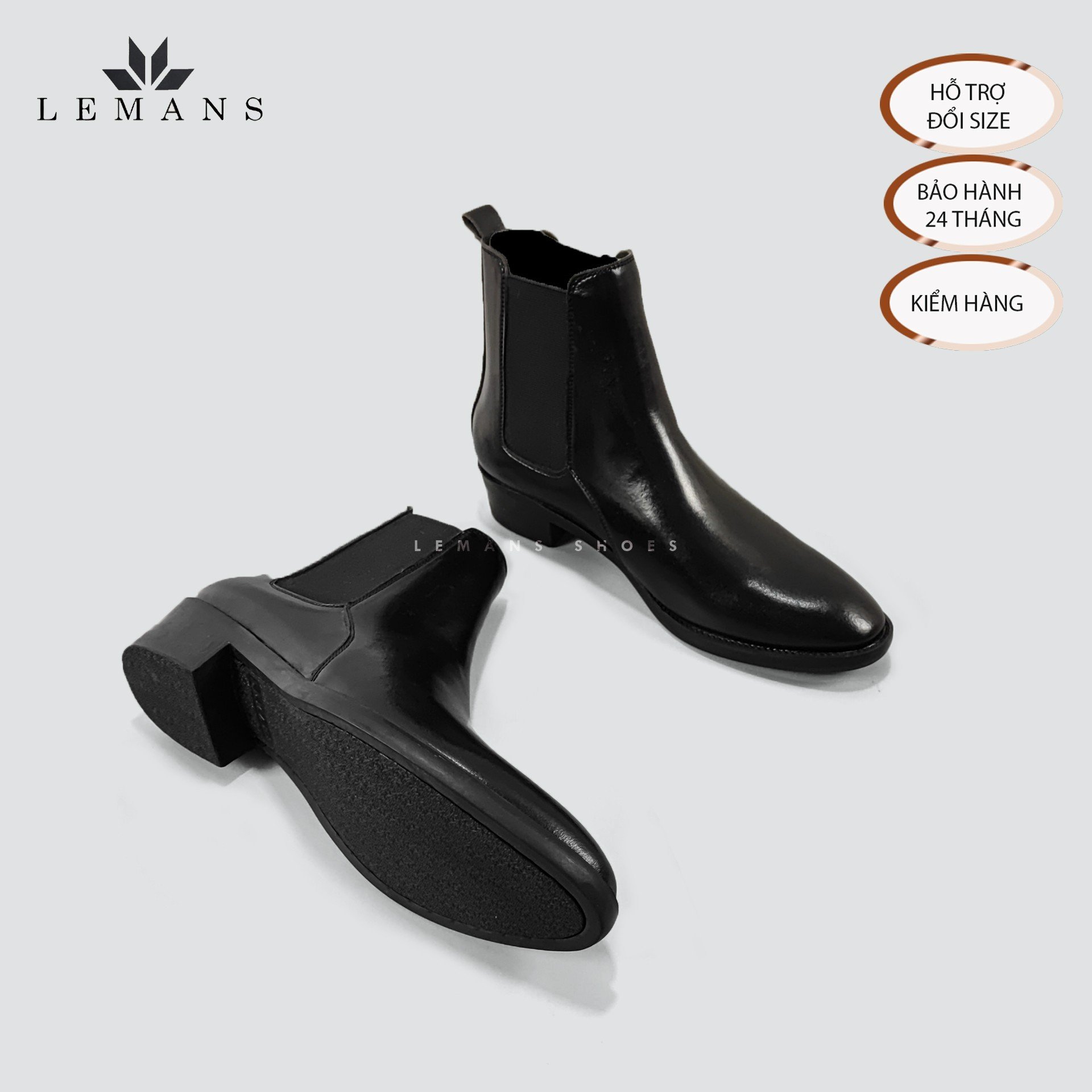 [CHELSEA CLASSIC] Giày Chelsea Boots LeMans CB04 da bò nhập khẩu mũi nhọn, tăng cao 5cm, bảo hành 24 tháng, boot nam