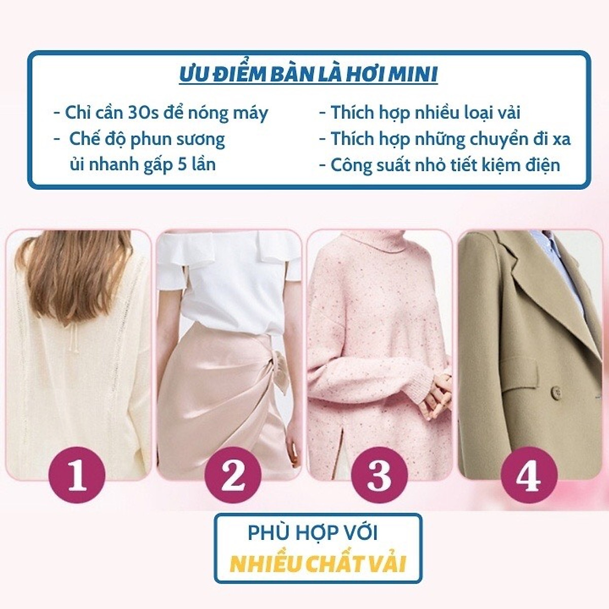 Bàn là hơi nước, Bàn ủi hơi nước cầm tay, Bàn là mini nhỏ gọn rất tiện lợi mang đi du lịch - Hàng nhập khẩu