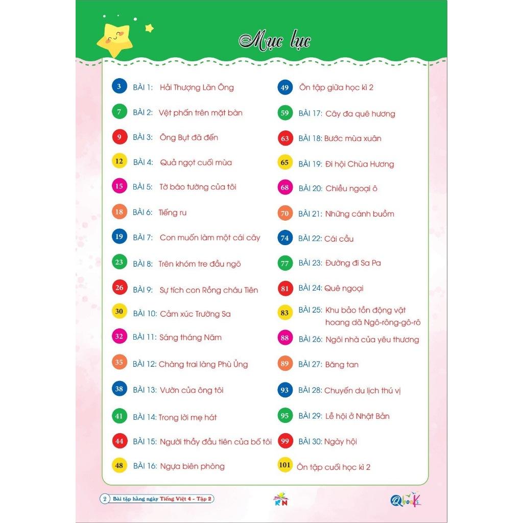 Bài Tập Hằng Ngày Tiếng Việt 4 - Tập 2 - Kết Nối Tri Thức Với Cuộc Sống (1 cuốn) - Bản Quyền