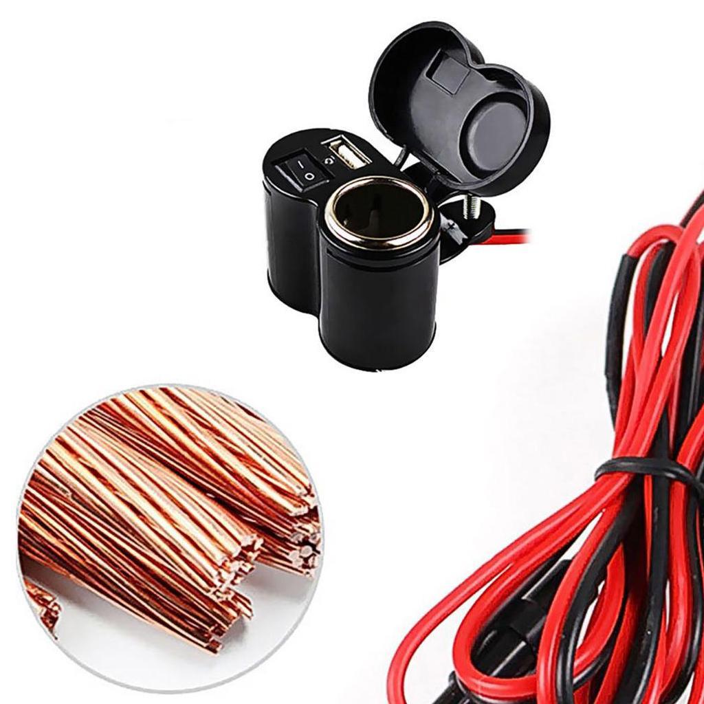 USB Cigarette Lighter Power Outlet Hardwire Cable For Motorcycle Car Auto